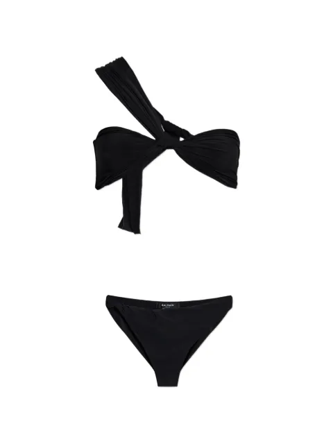Balmain one-shoulder knotted bikini