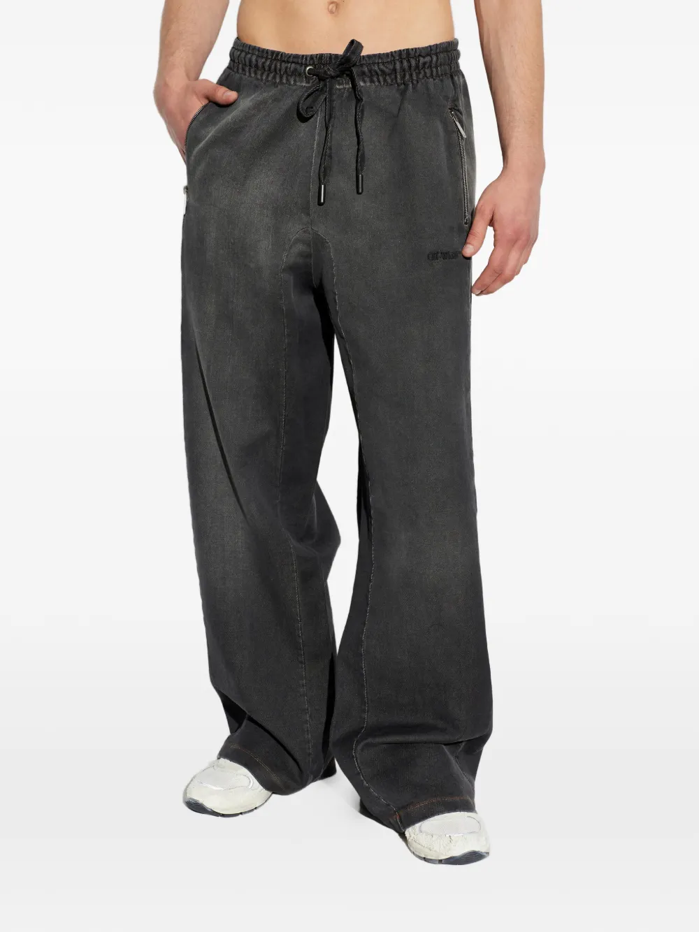 Off-White Diagonals jeans met trekkoord Zwart