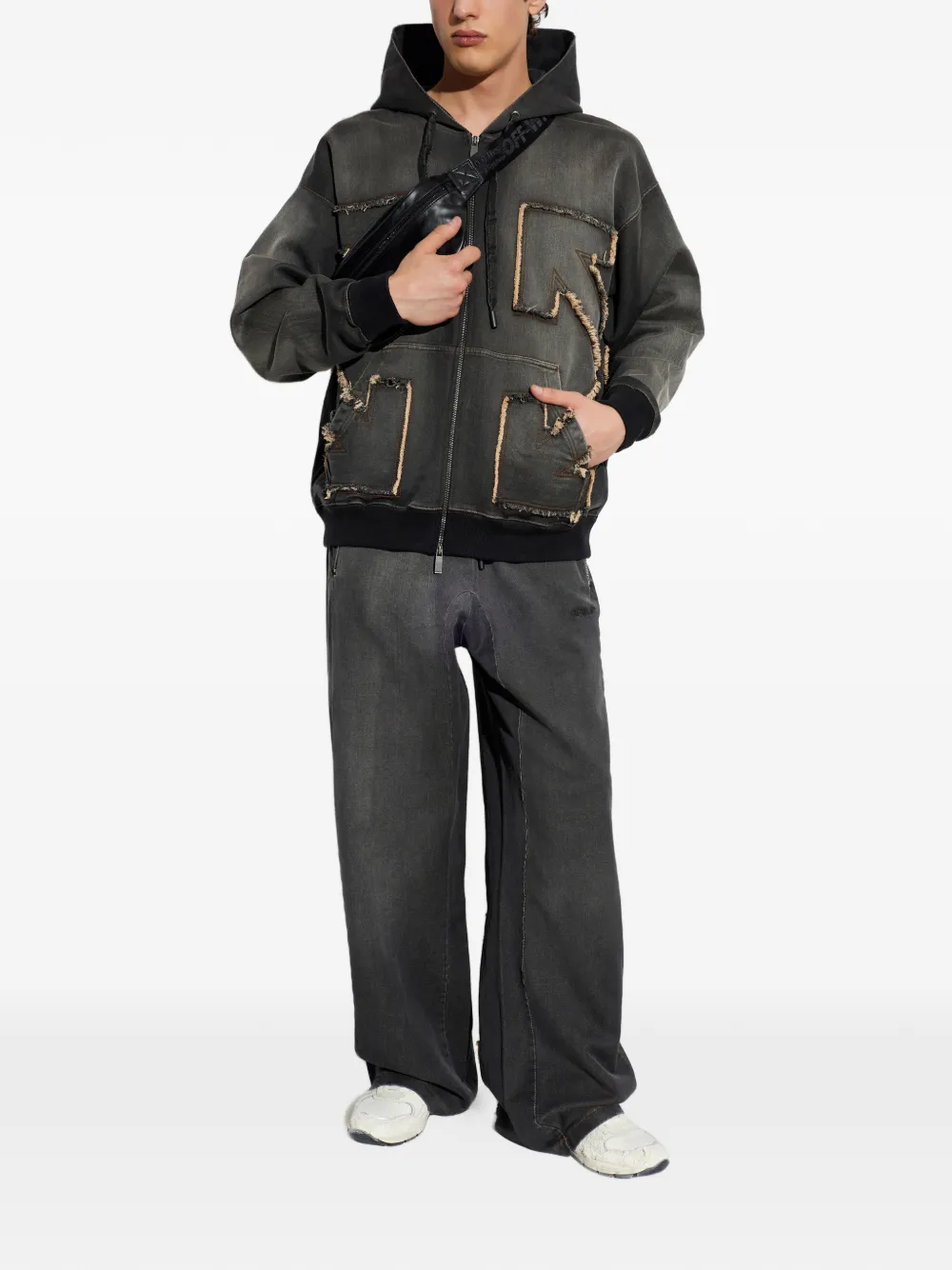 Off-White Diagonals jeans met trekkoord Zwart