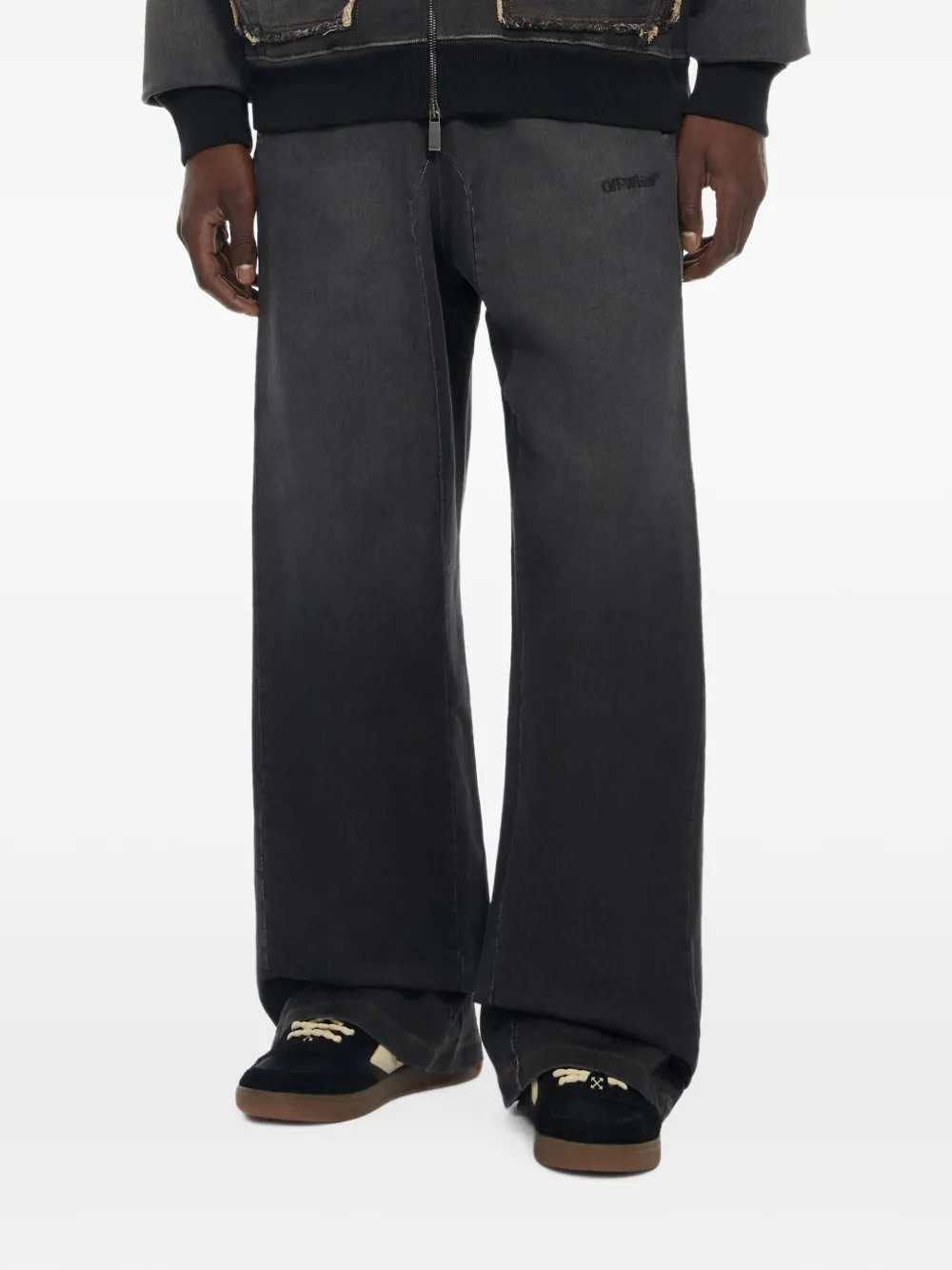 Off-White Diagonals jeans met trekkoord Zwart