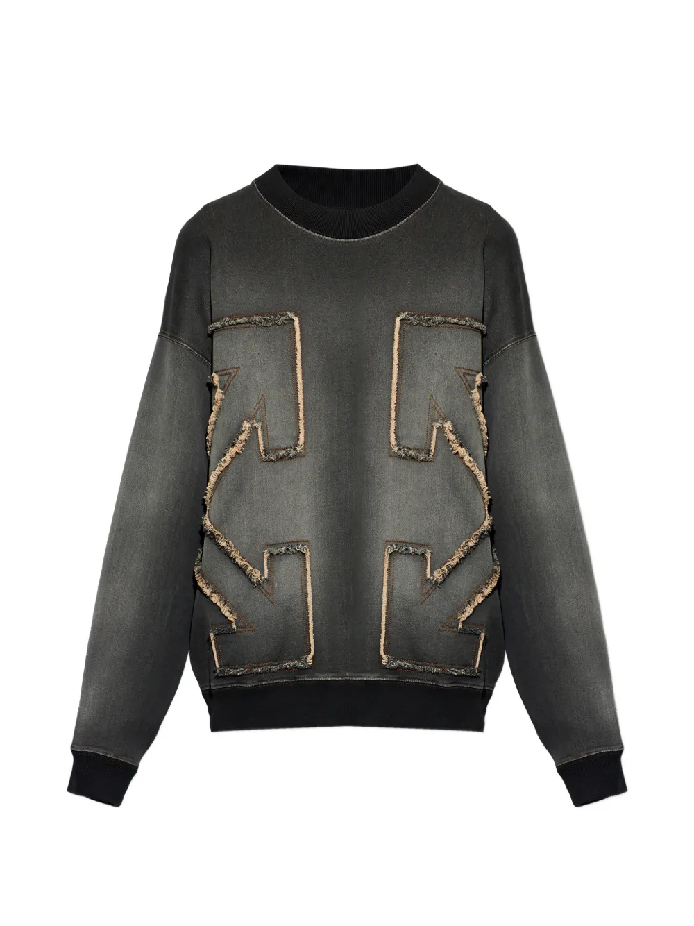 Off-White Arrows-patch frayed sweater - Grau
