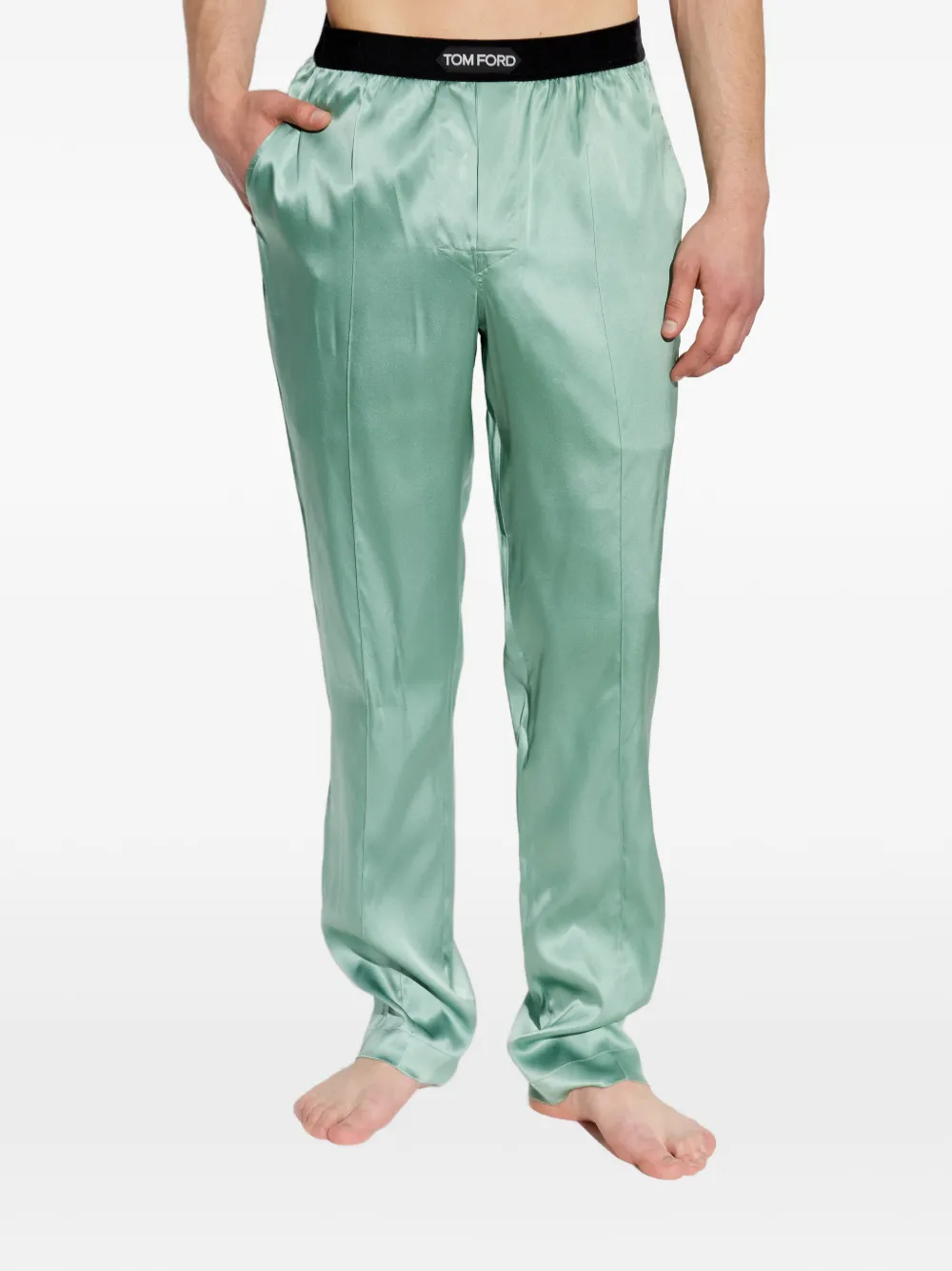TOM FORD Zijden pyjama met logoband Groen