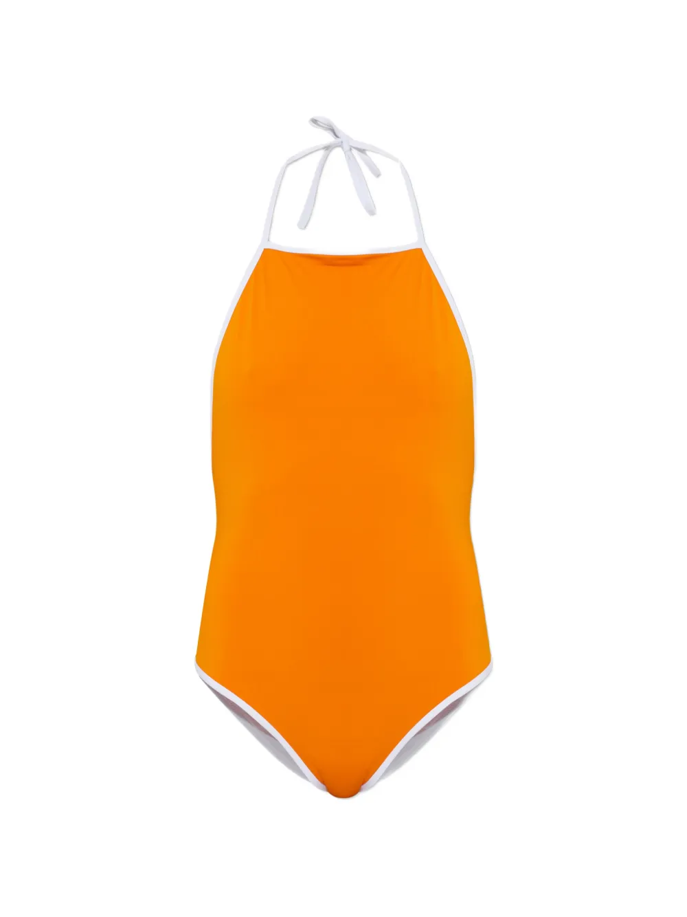 MM6 Maison Margiela halterneck contrast-trim swimsuit - Arancione