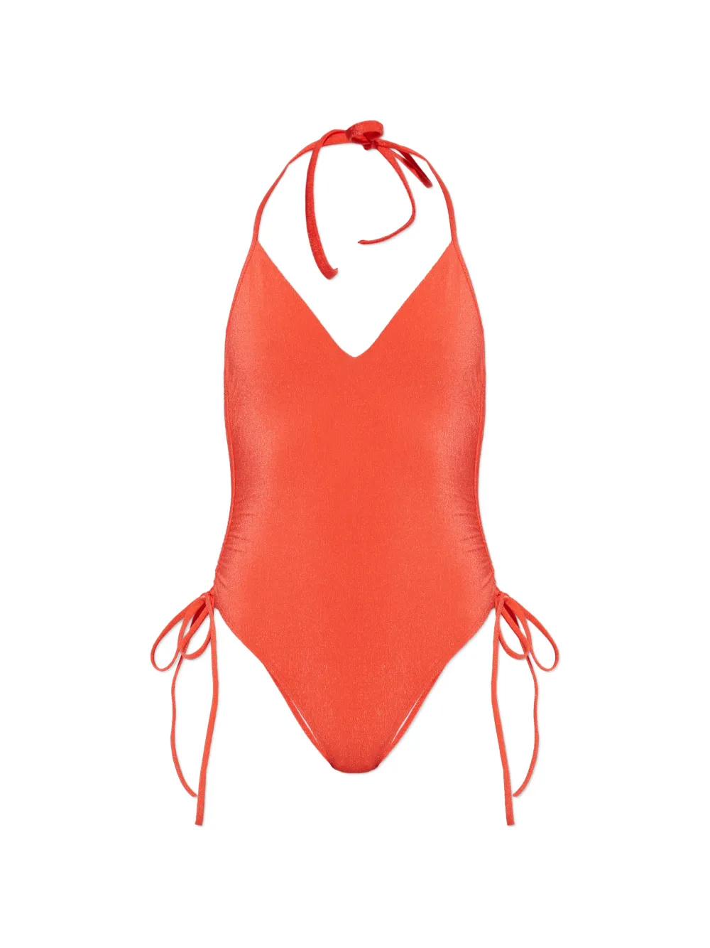 Balmain halterneck side-tie swimsuit - Orange