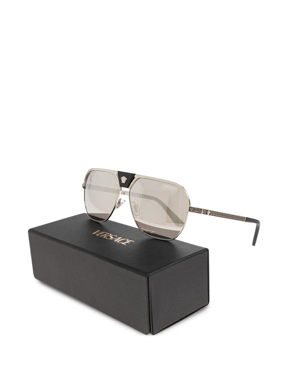Versace Eyewear Zonnebril met piloten montuur en Greca detail Zilver