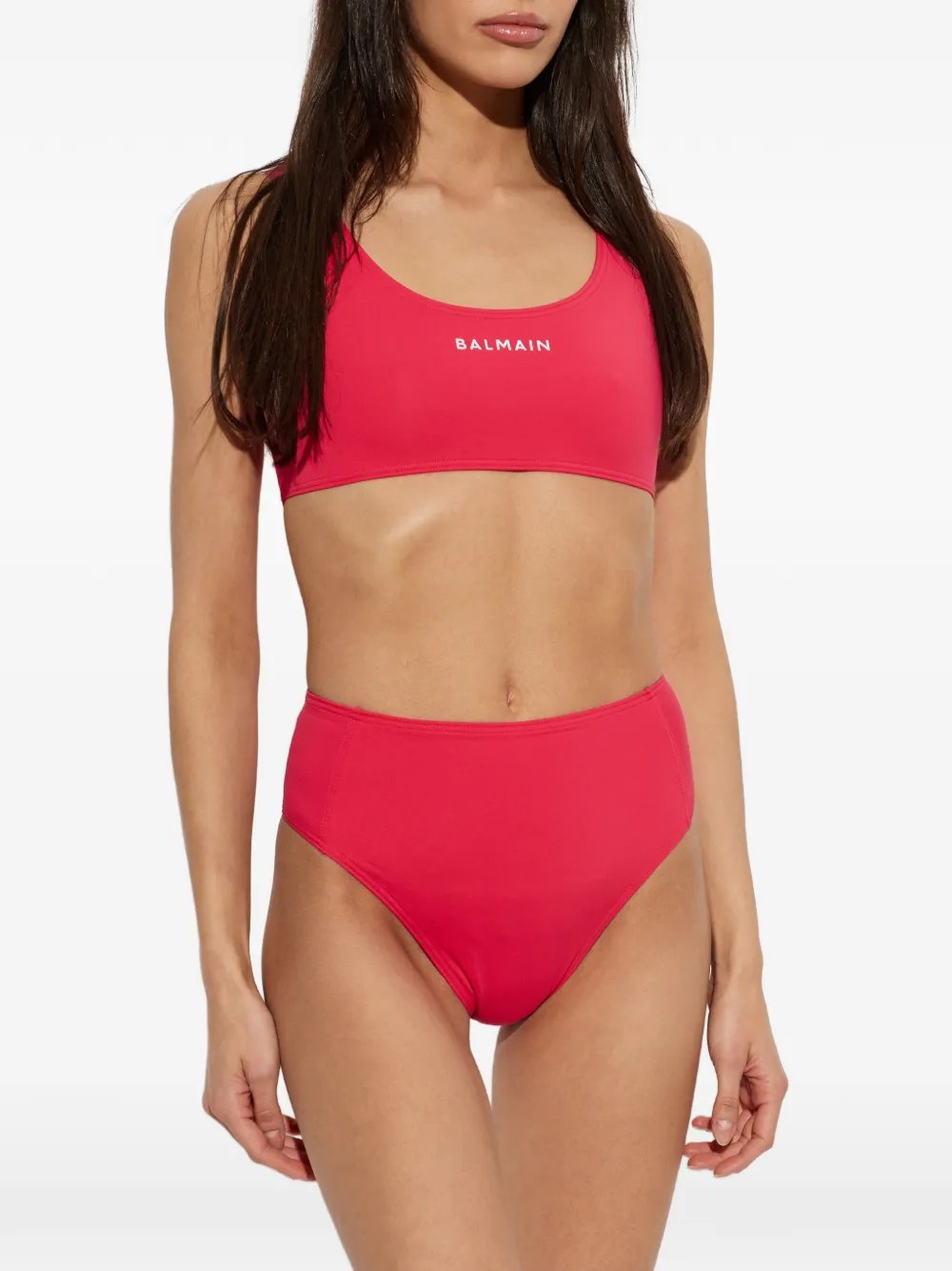  Balmain Bikini Con Logo Estampado - Rosa 