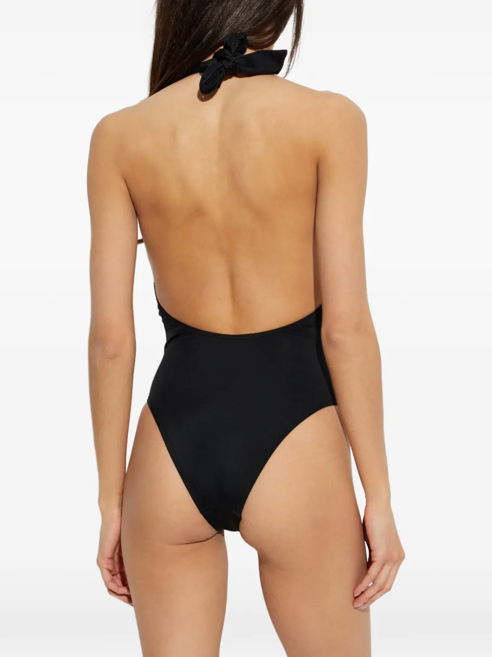 Balmain Gewikkeld badpak met glitter afwerking Zwart