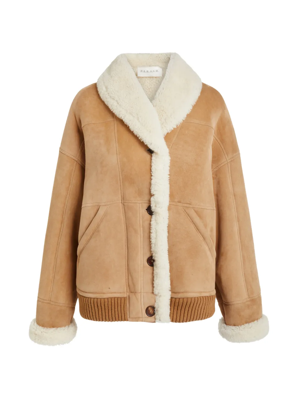 P.A.R.O.S.H. shearling-trim button-up jacket - Toni neutri