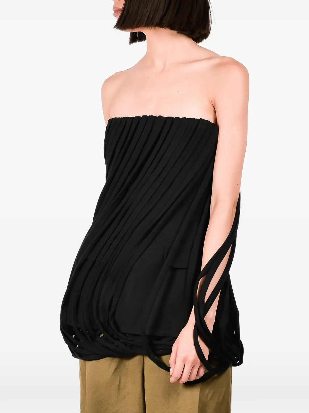Ioana Ciolacu Strapless korset met franje Zwart