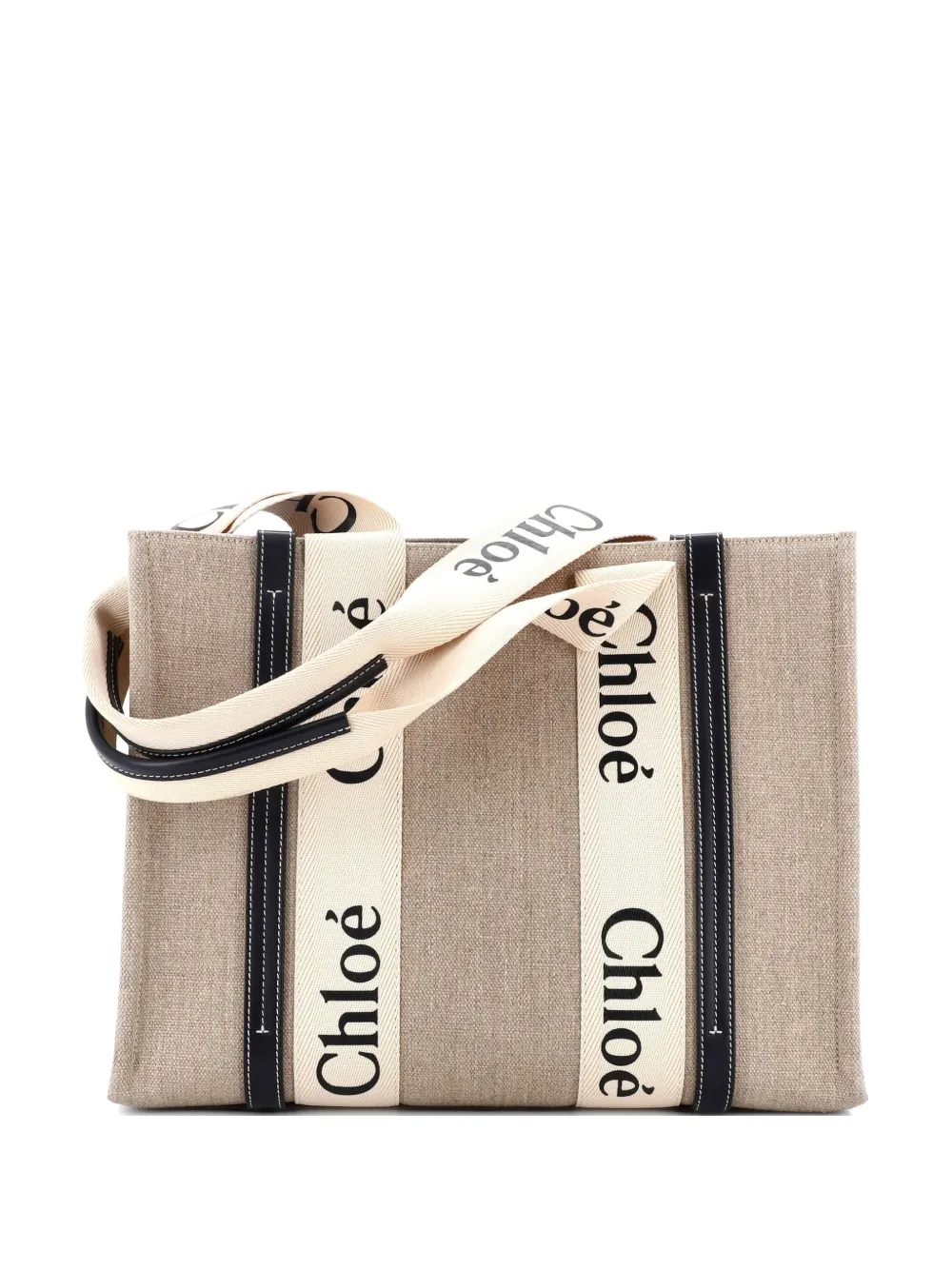 Chloé Pre-Owned Woody Canvas with Leather Medium tote bag - Blu