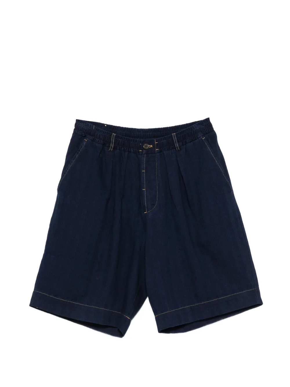 Universal Works pleated contrast-stitch shorts - Blau