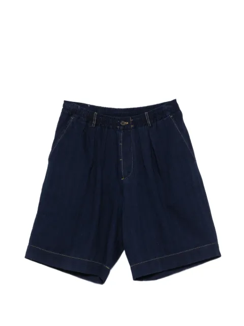 Universal Works pleated contrast-stitch shorts