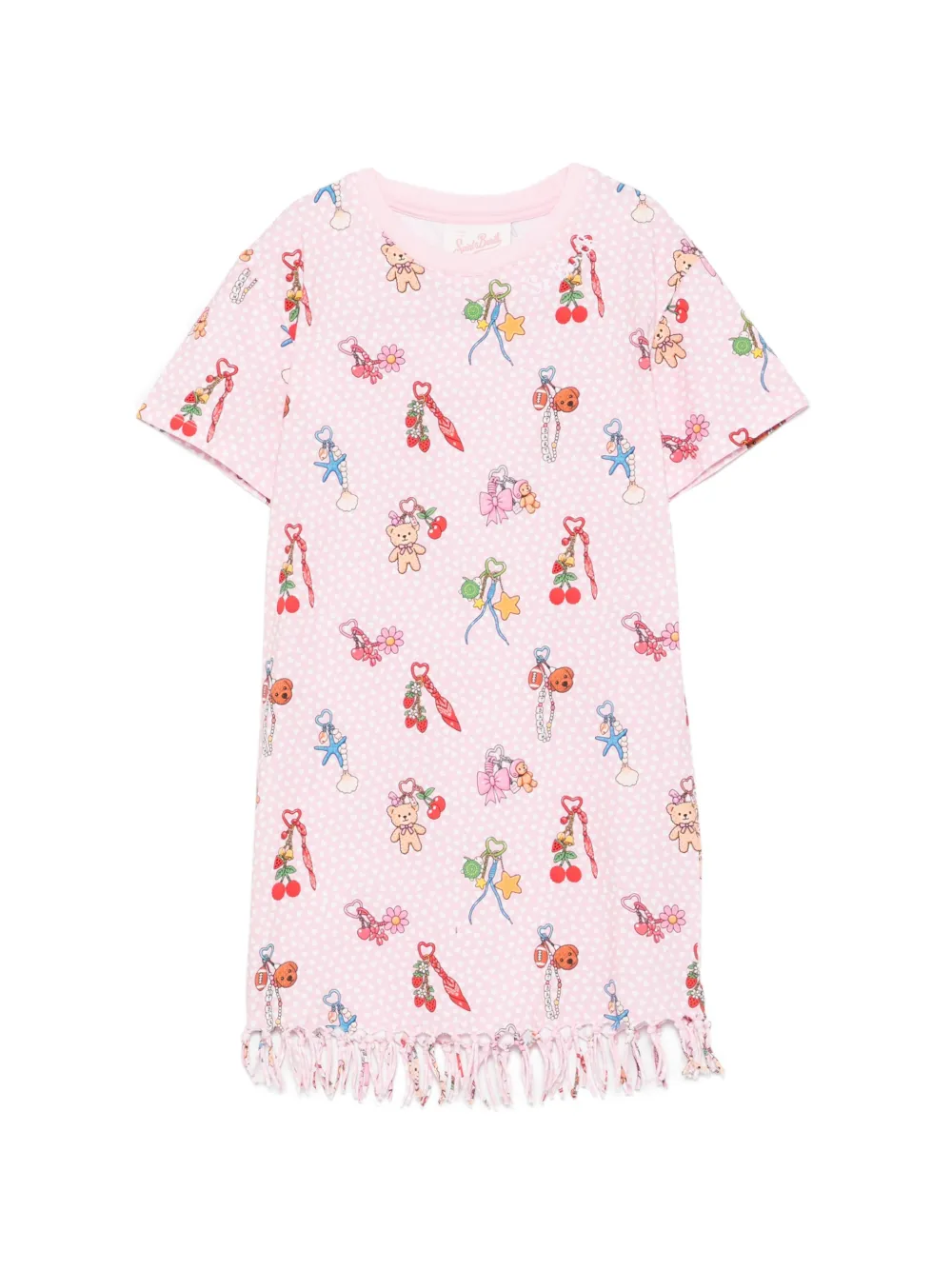 MC2 Saint Barth Kids graphic-print fringed-hem mini dress - Rosa
