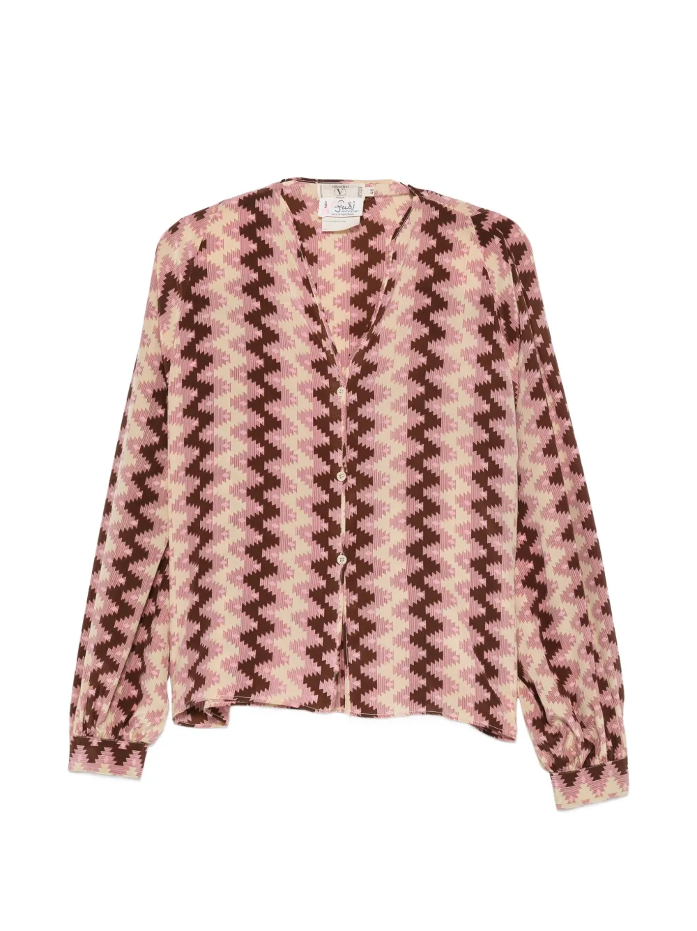 Valentino Garavani Pre-Owned 1980s zigzag-print blouse - Marrone