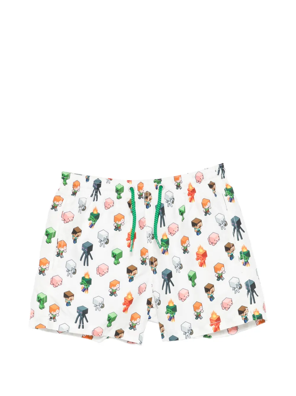 MC2 Saint Barth Kids x Minecraft Jean Lighting drawstring-waistband swim shorts - Weiß