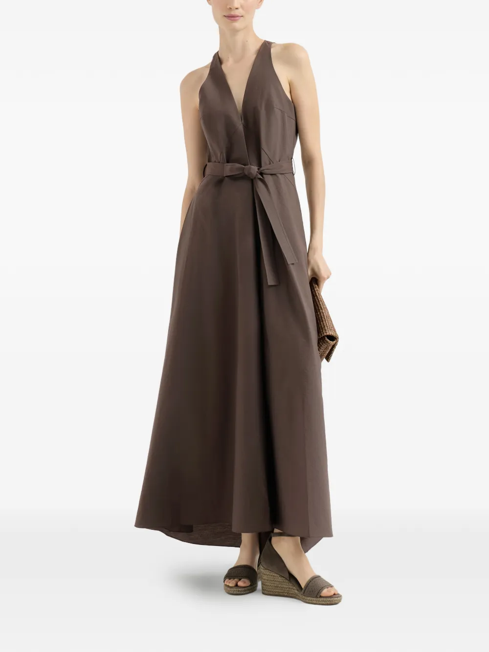 Brunello Cucinelli Popeline jurk Bruin