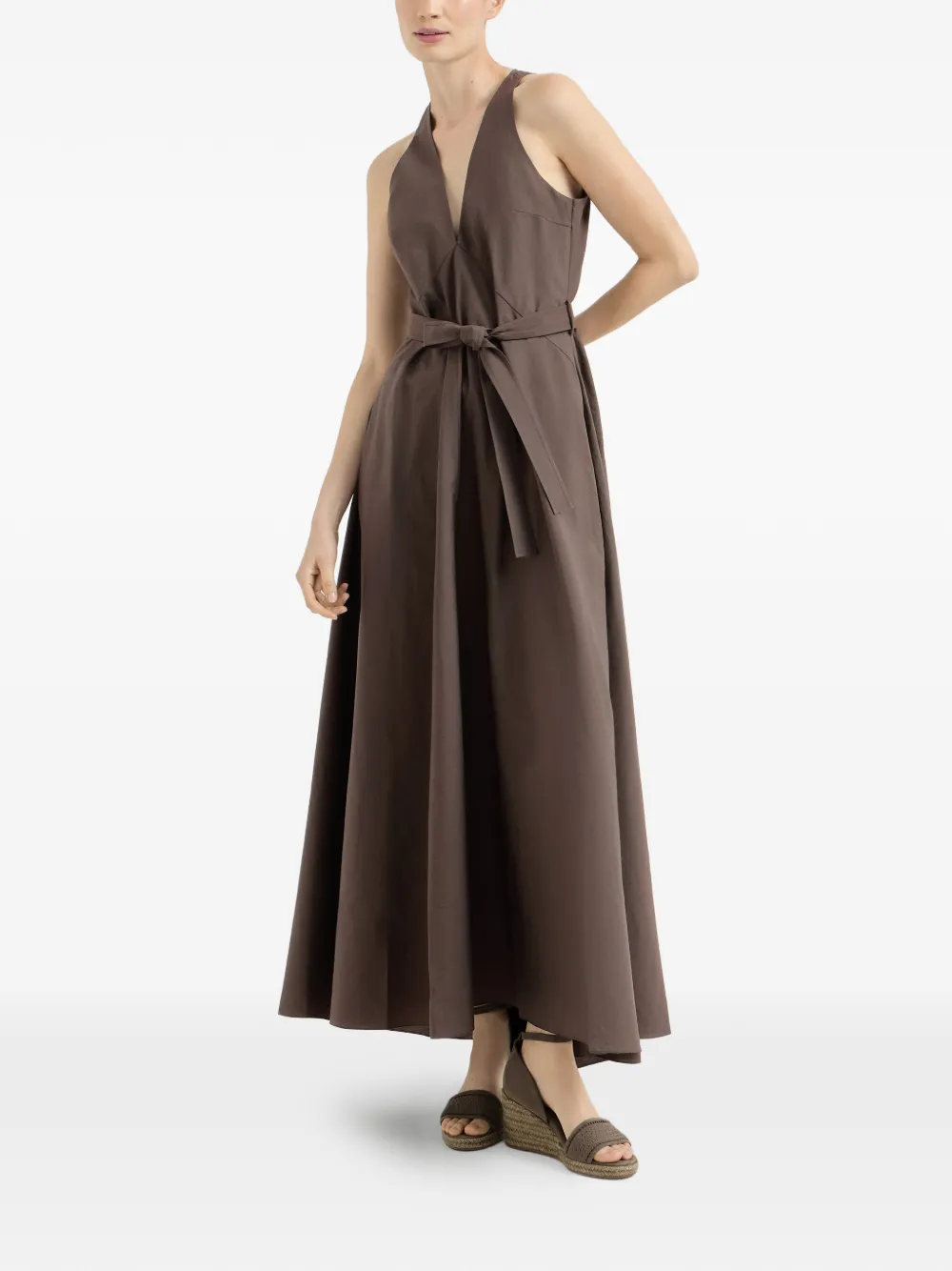 Brunello Cucinelli Popeline jurk Bruin