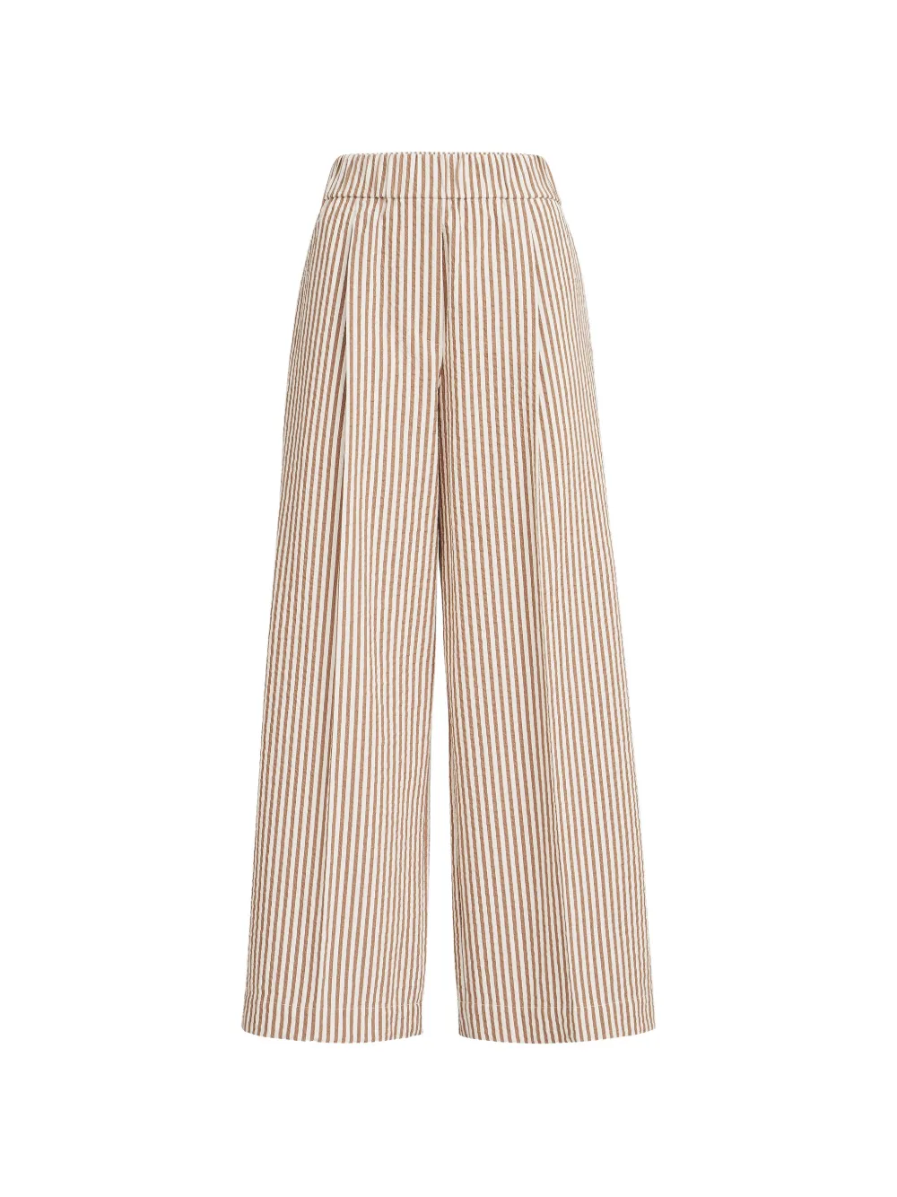 Brunello Cucinelli techno-cotton striped seersucker baggy track trousers with monili - Toni neutri
