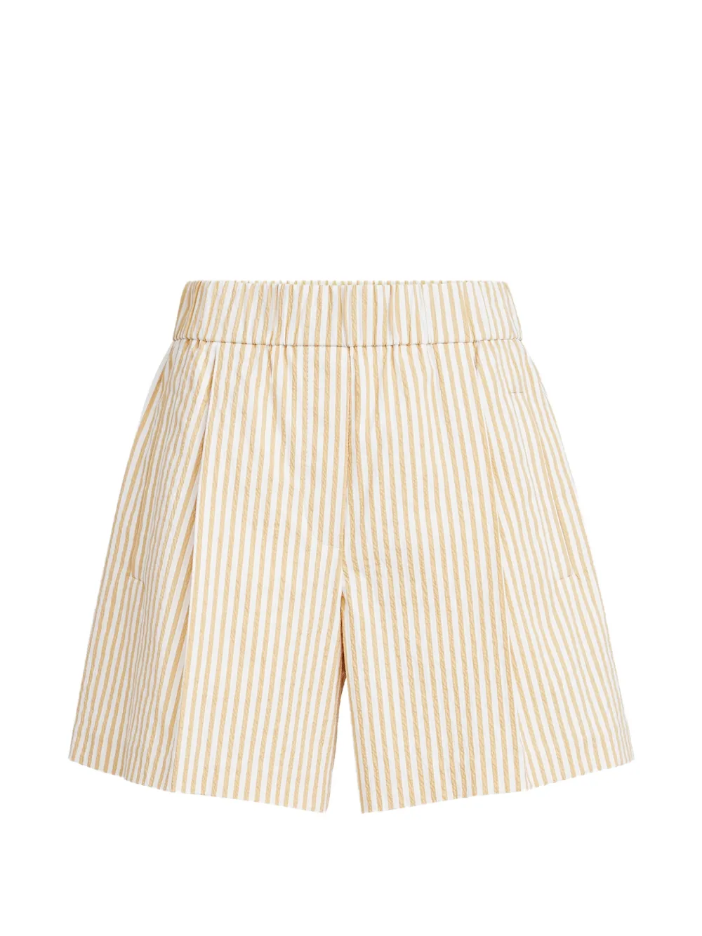 Brunello Cucinelli techno cotton striped seersucker shorts with monili - Giallo