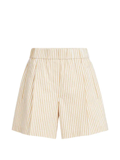 Brunello Cucinelli techno cotton striped seersucker shorts with monili