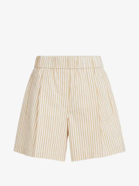 Brunello Cucinelli techno cotton striped seersucker shorts with monili