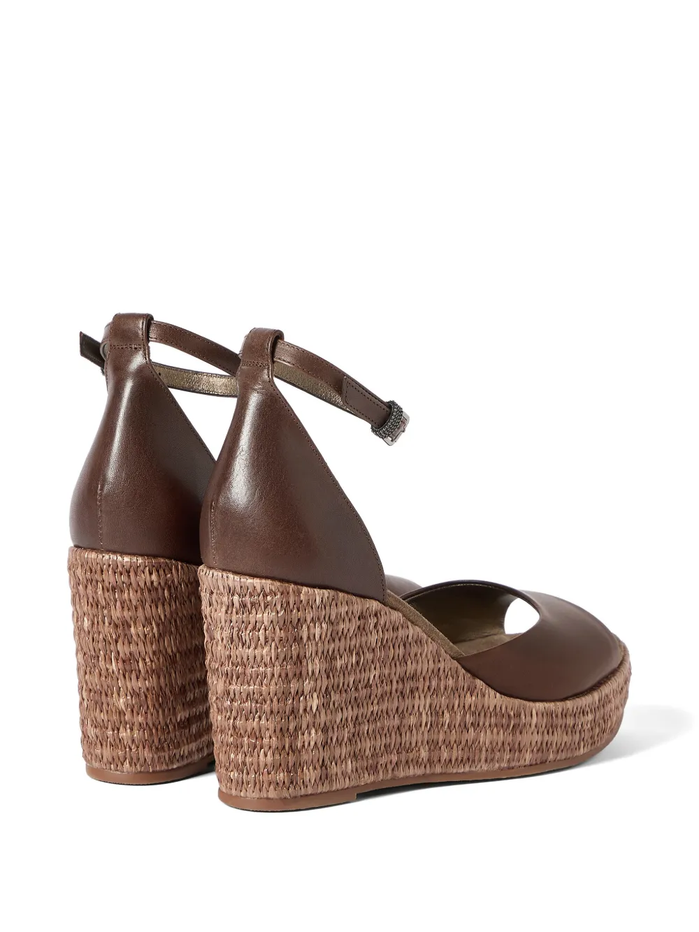 Brunello Cucinelli Suède espadrilles met sleehak Bruin