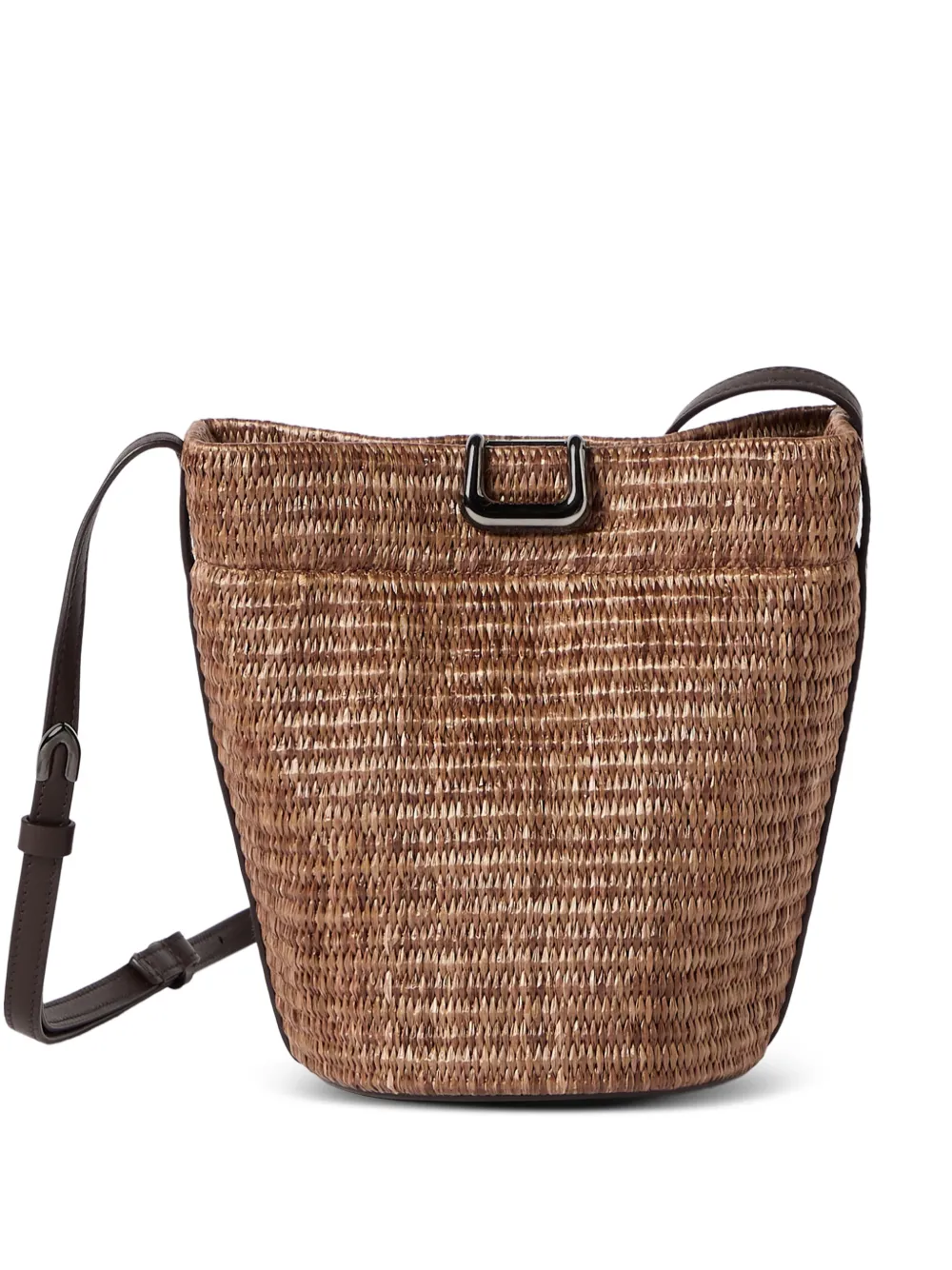 Brunello Cucinelli sartorial small bucket bag in techno cotton raffia - Marrone