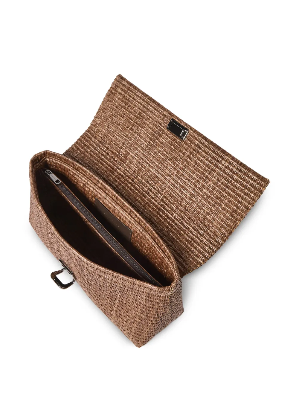 Brunello Cucinelli Sartorial clutch van technisch raffia Bruin