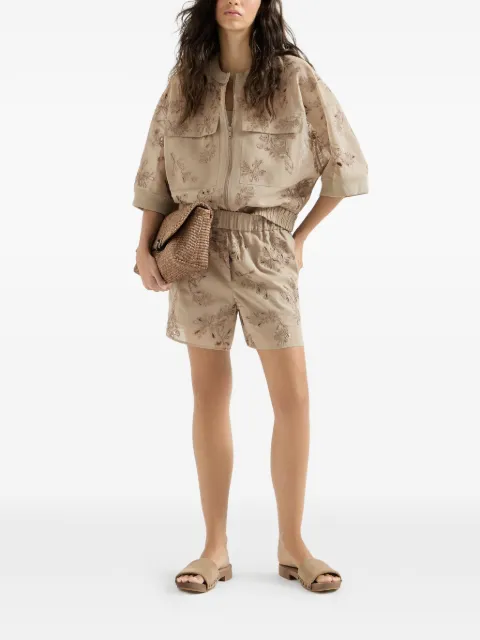 Brunello Cucinelli cotton organza outerwear jacket with dazzling broderie anglaise