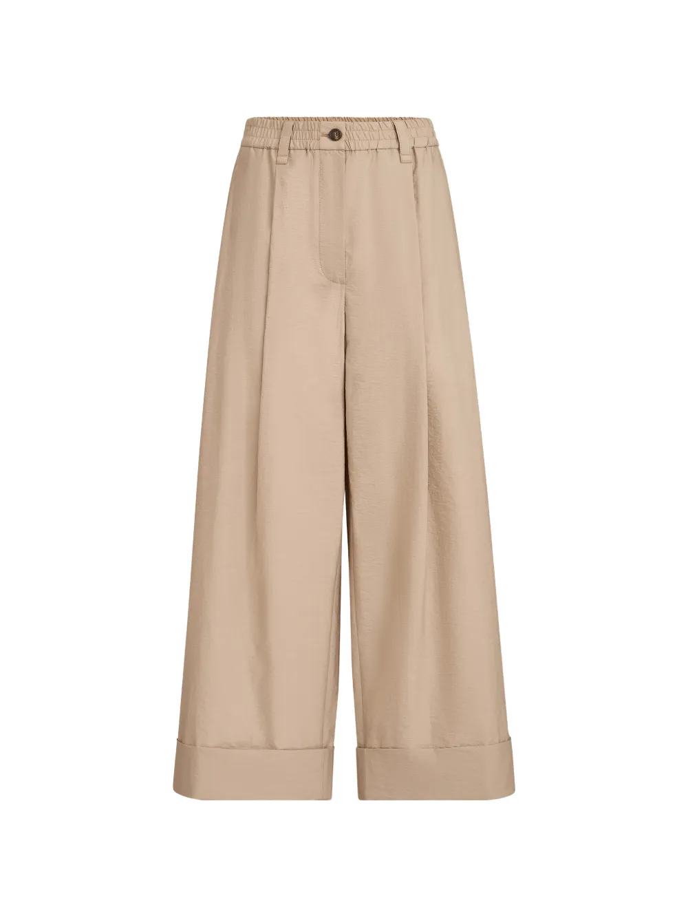 Brunello Cucinelli techno cotton poplin boxy pleated trousers with monili - Toni neutri