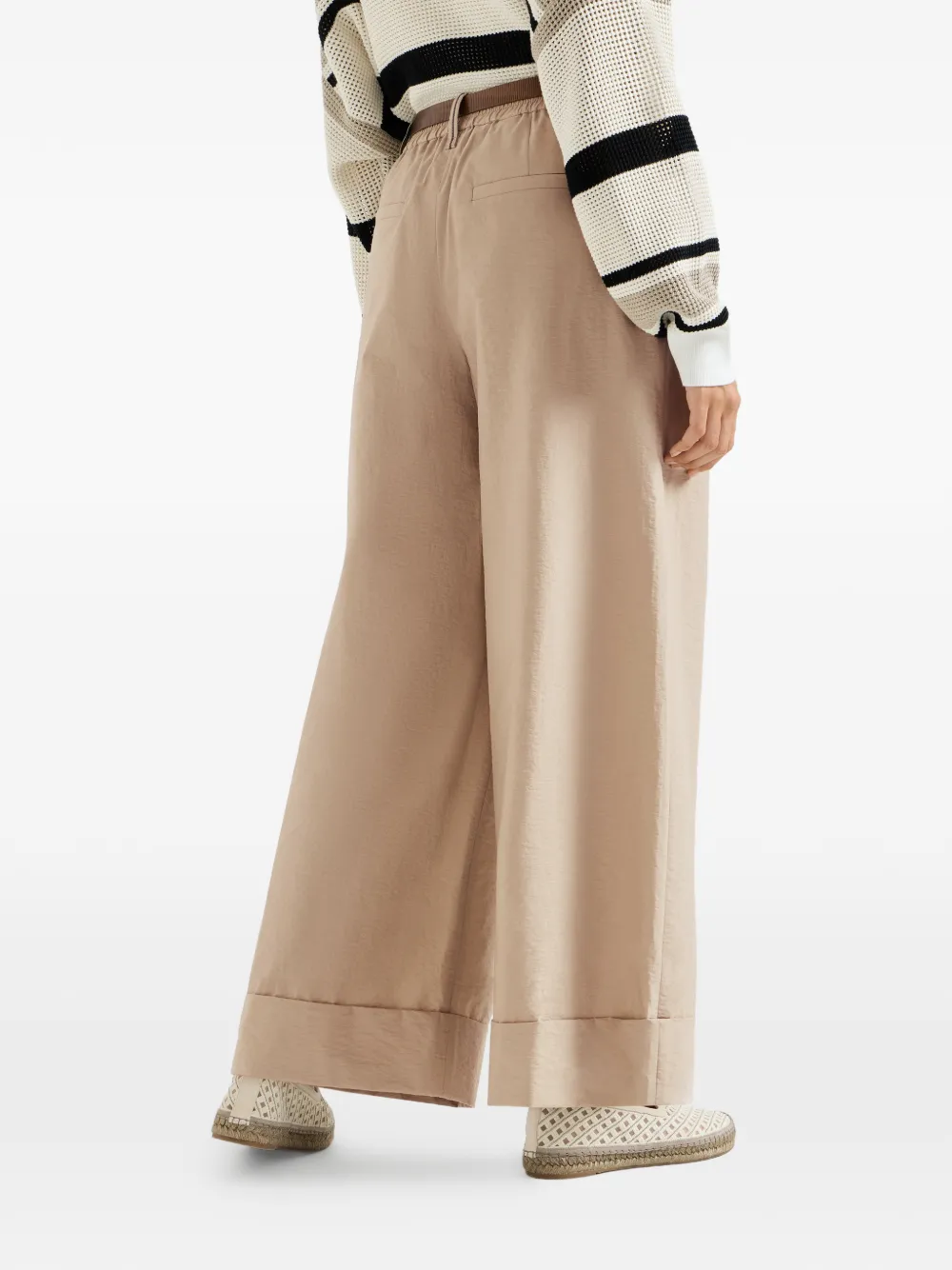 Brunello Cucinelli Techno katoenen popeline boxy plooibroek met monili Beige