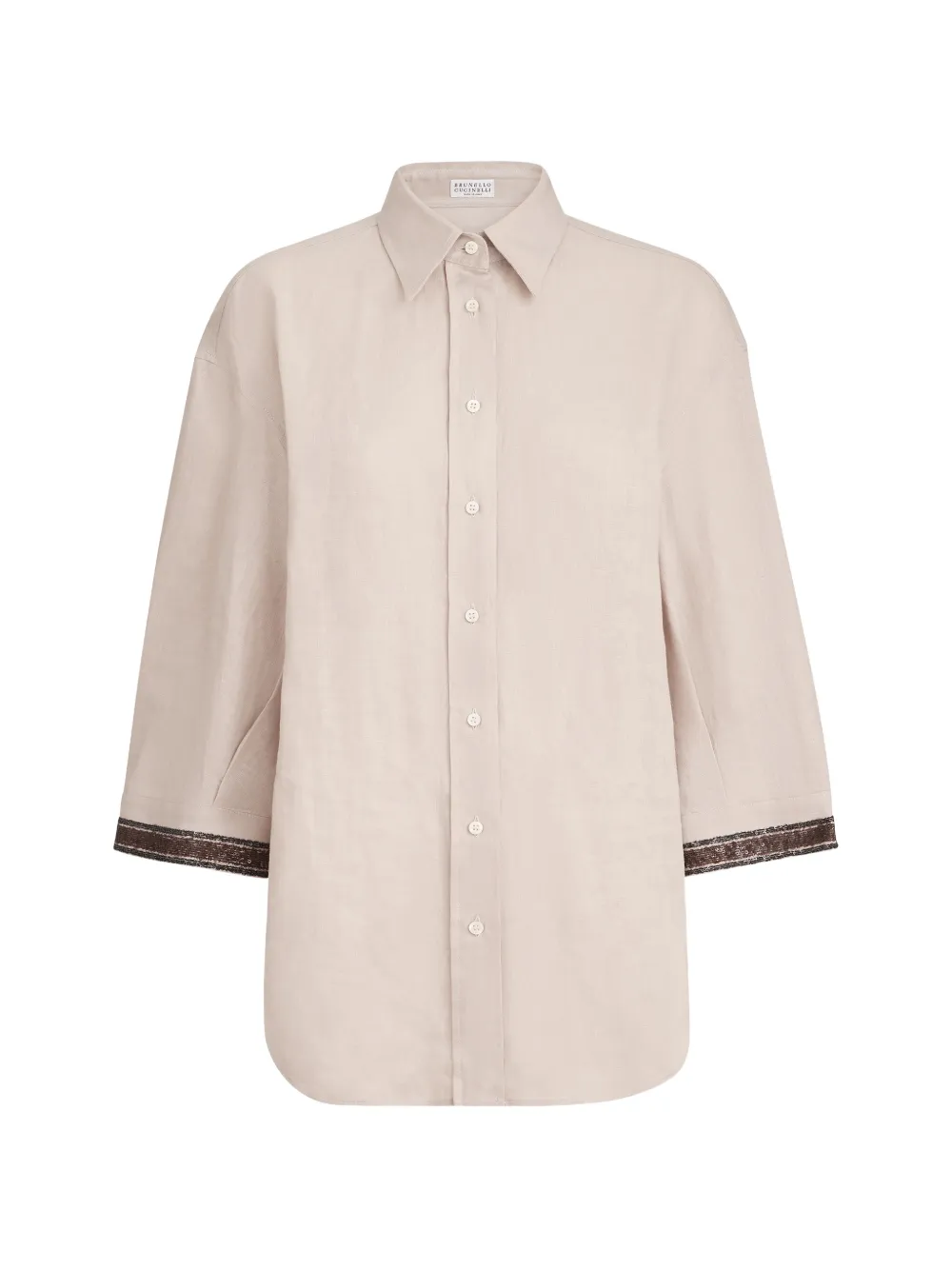 Brunello Cucinelli linen shirt with dazzling cuffs - Neutrals