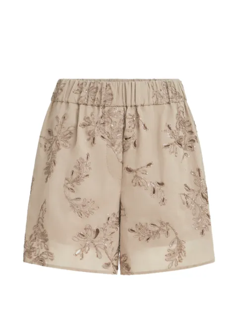Brunello Cucinelli cotton organza shorts with dazzling broderie anglaise