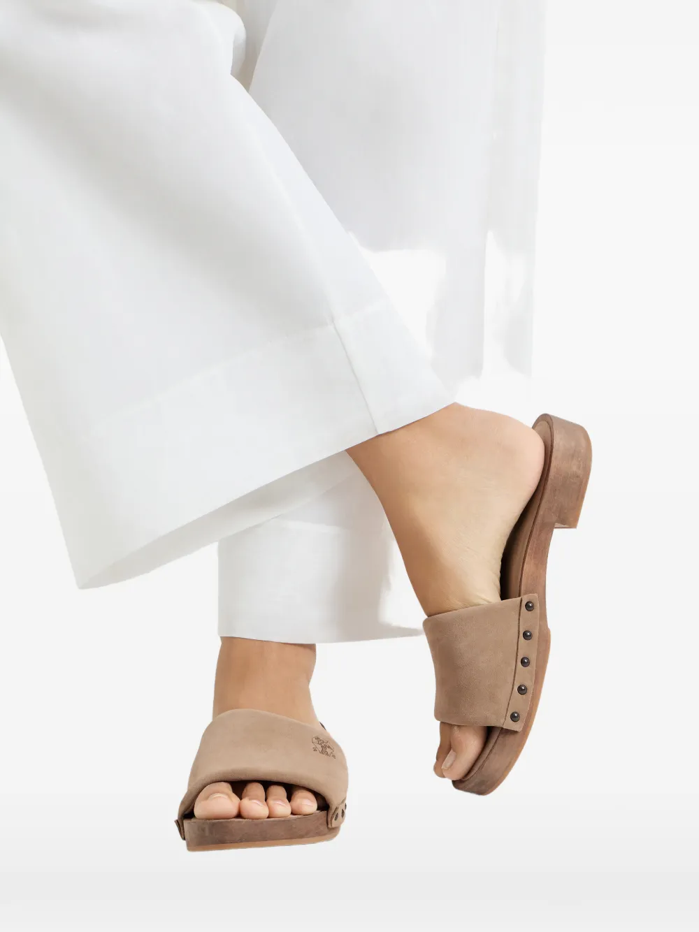 Brunello Cucinelli Suède slippers Bruin