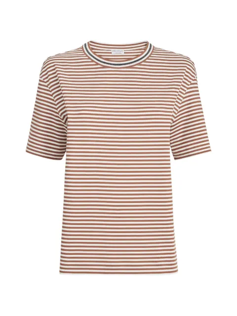 Brunello Cucinelli playera de jersey con rayas estampadas y cuello