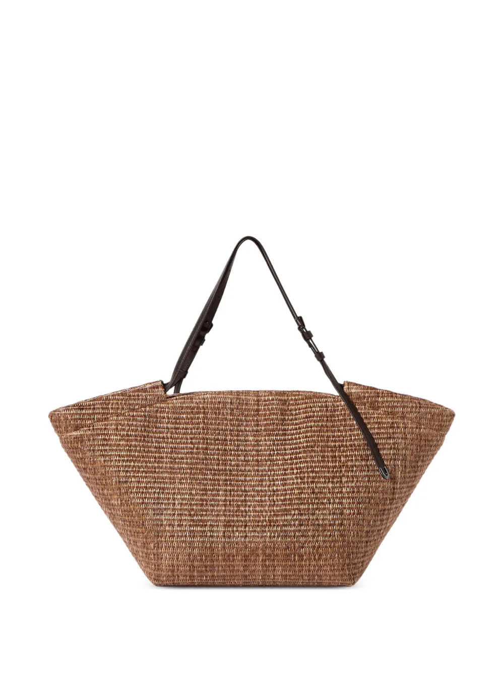 Brunello Cucinelli large pannier in techno cotton raffia bag - Marrone