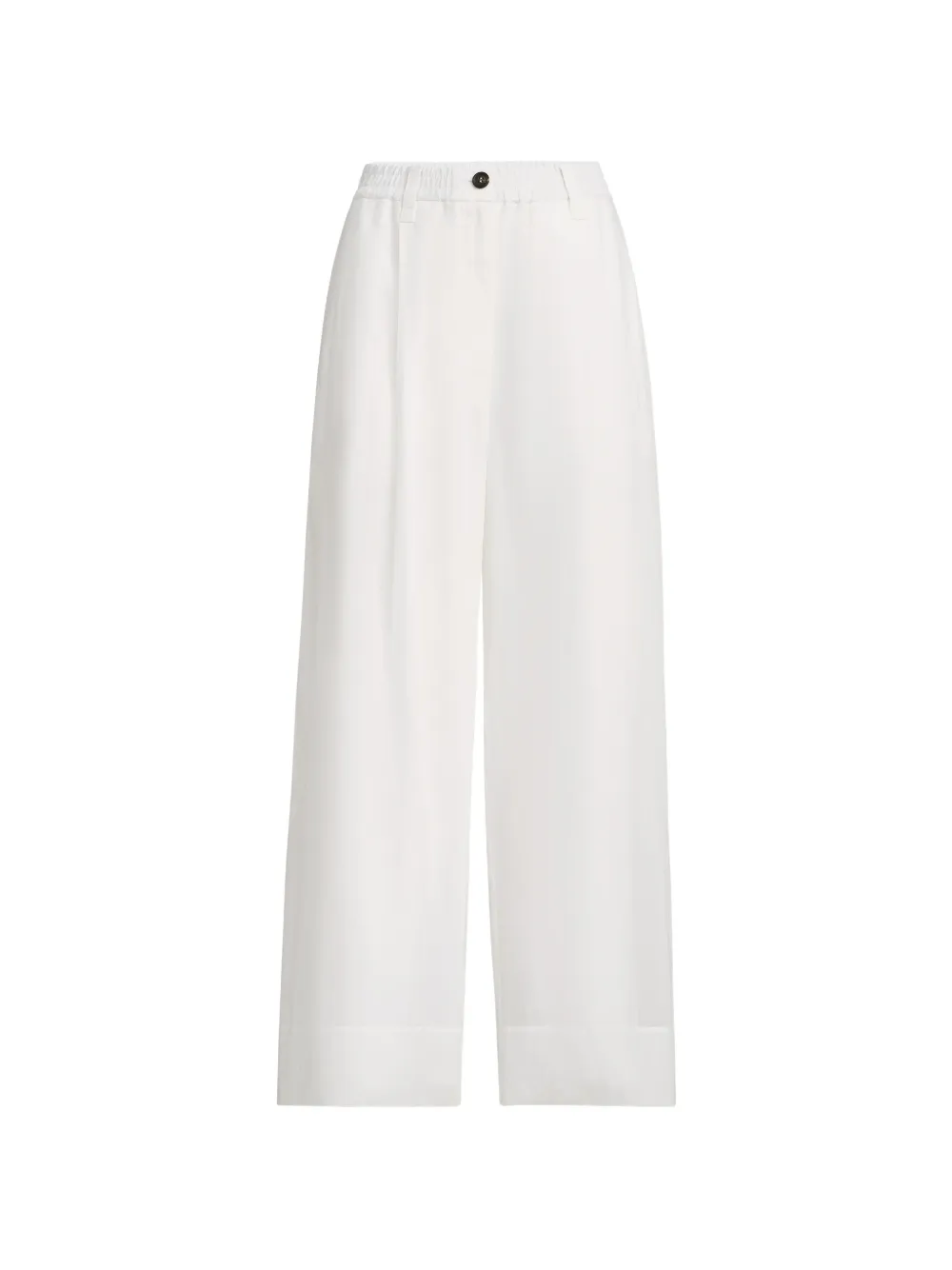 Brunello Cucinelli cotton organza boxy pleated trousers with monili - Weiß