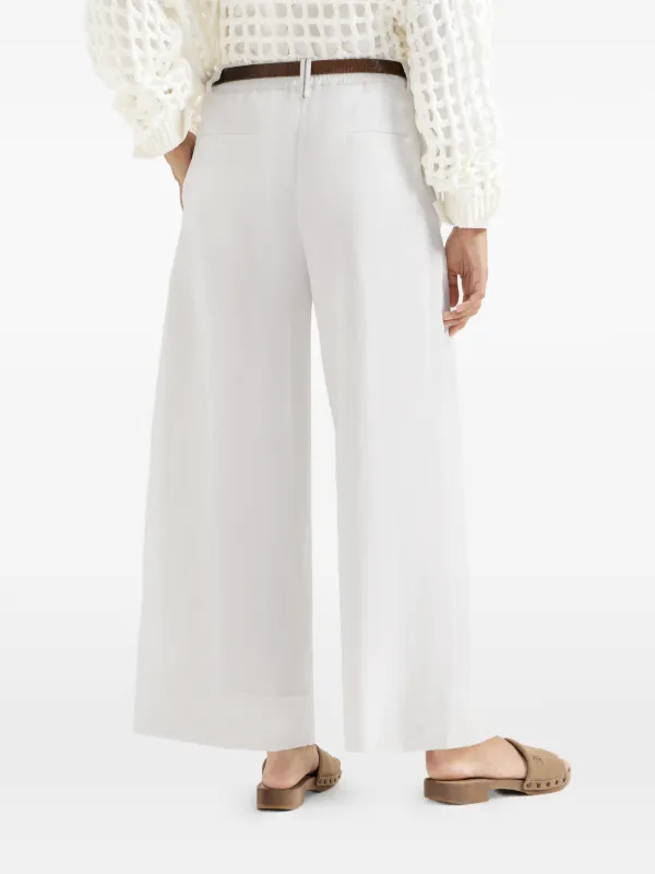 Brunello Cucinelli Cotton Organza Boxy Pleated Trousers With