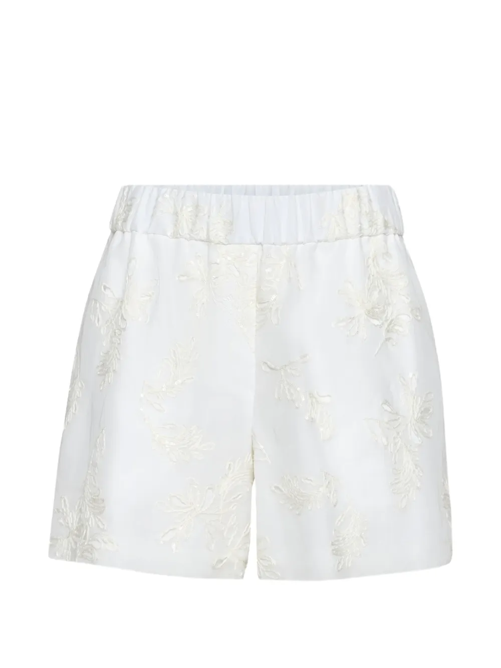Brunello Cucinelli cotton organza shorts with dazzling broderie anglaise - Bianco