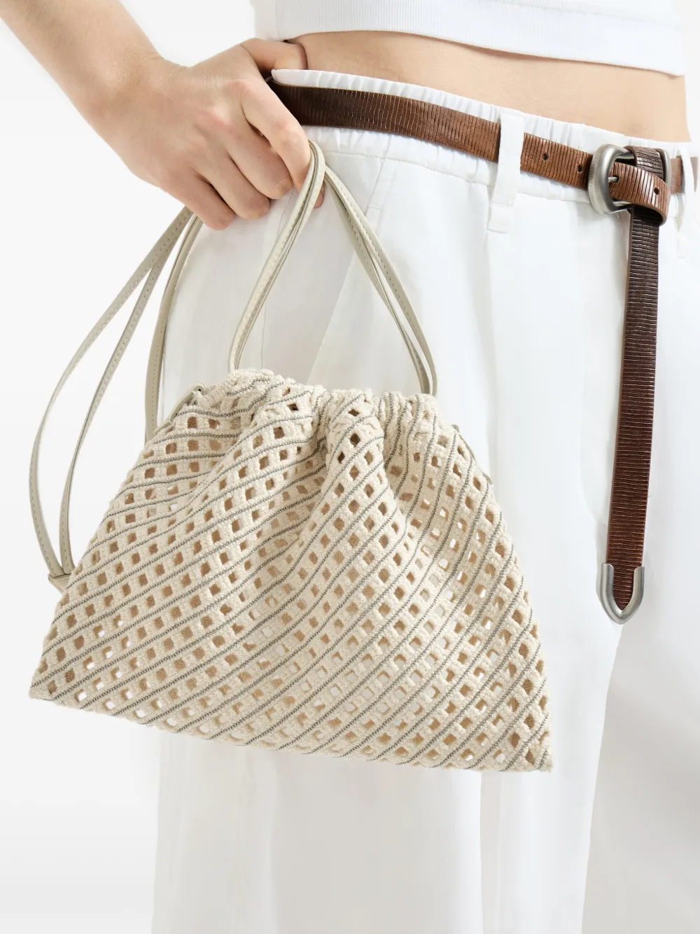 Brunello Cucinelli Spartorial kleine katoenen bucket-tas Beige