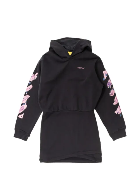 Off-White Kids brush-stroke-print hoodie mini dress
