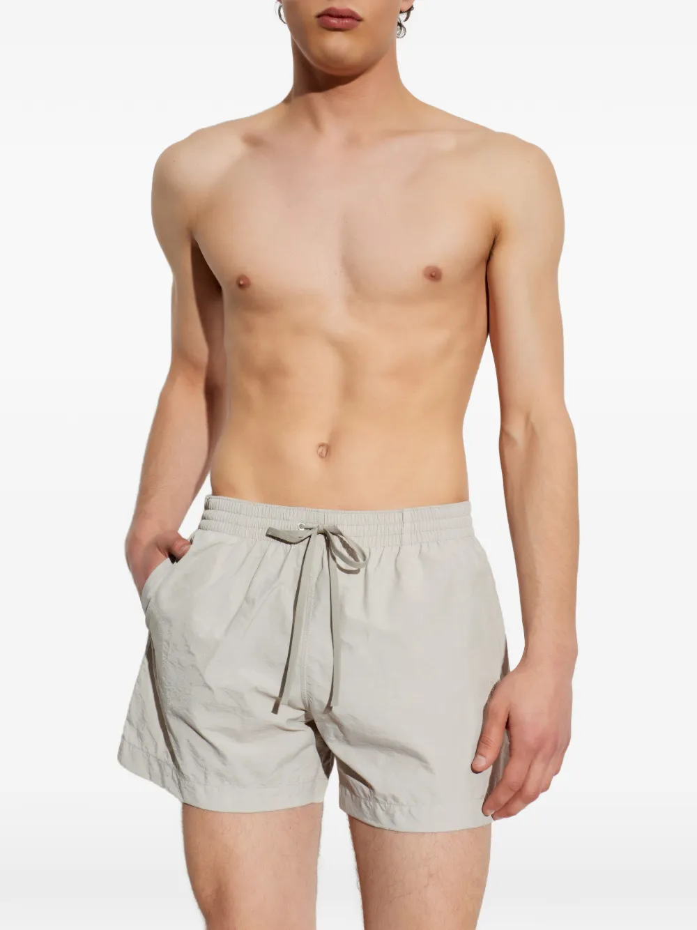 MM6 Maison Margiela Zwembroek met trekkoordtaille en geborduurd logo Beige