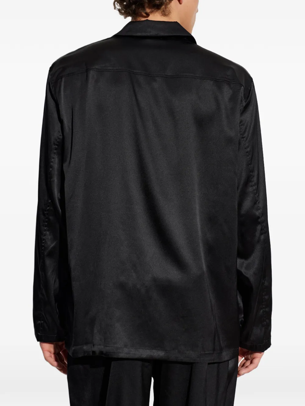 MM6 Maison Margiela Pyjamashirt met opgestikte zak en satijnen afwerking Zwart