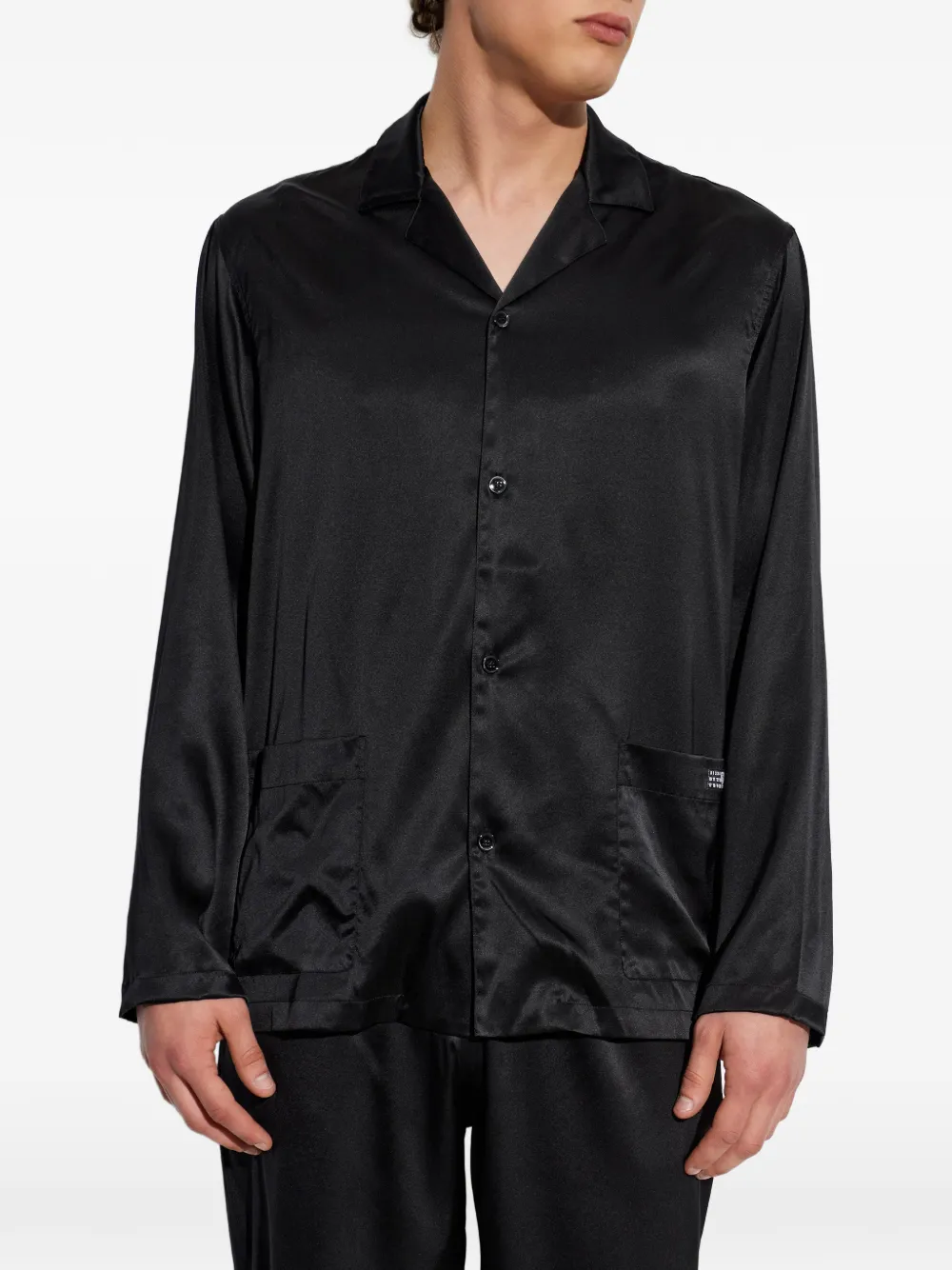 MM6 Maison Margiela Pyjamashirt met opgestikte zak en satijnen afwerking Zwart