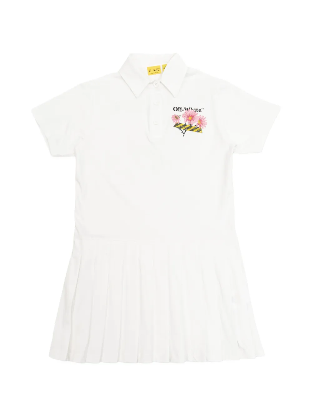 Off-White Kids floral-print pleated dress - Bianco