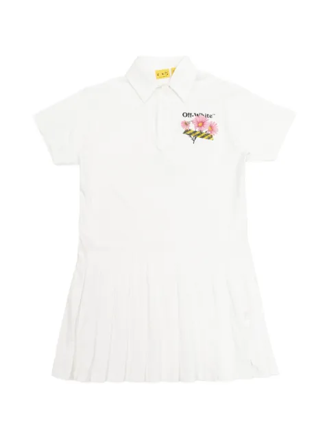 Off-White Kids vestido con estampado floral y pliegues