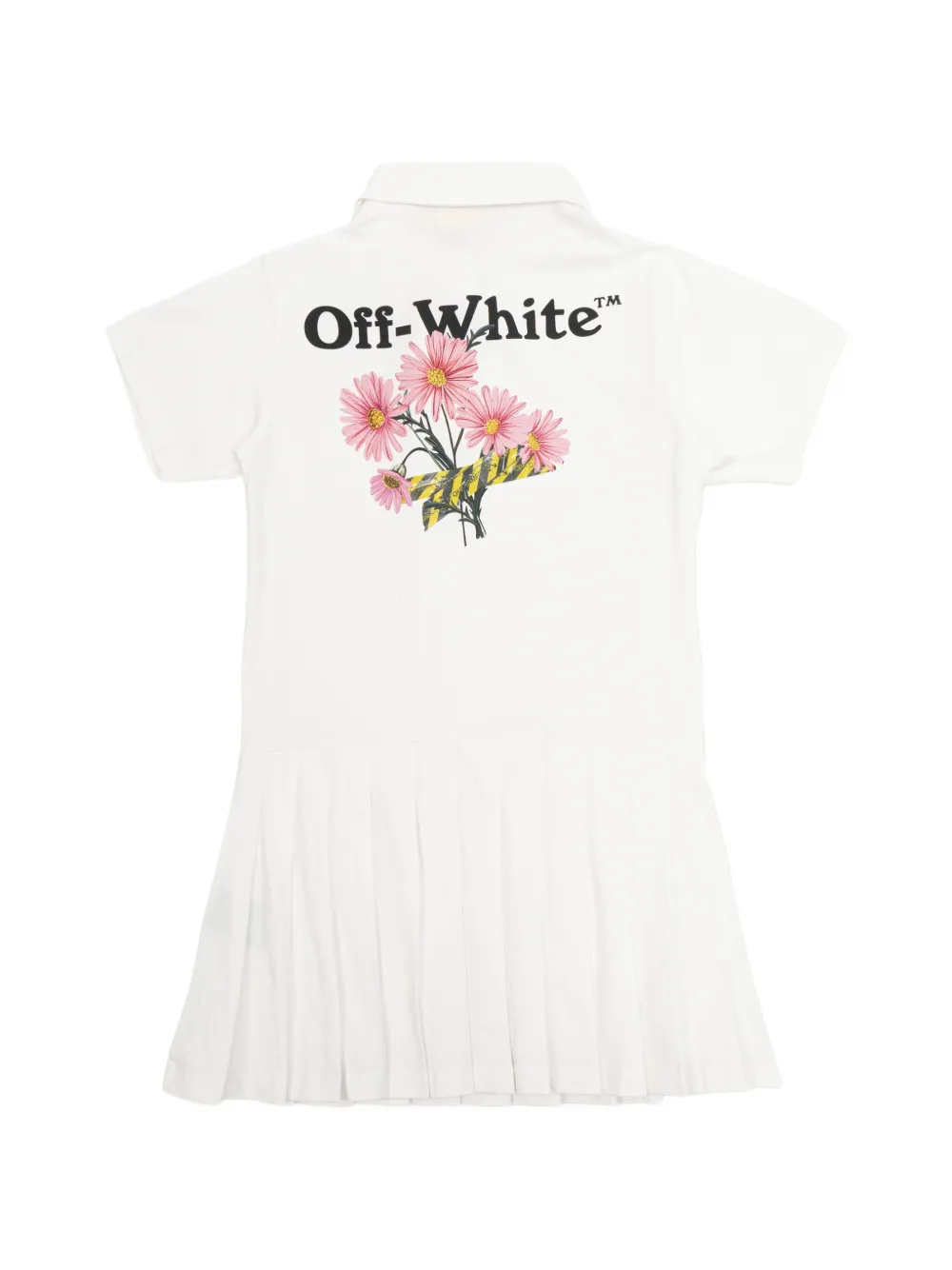 Off-White Kids Geplooide jurk met bloemenprint Wit