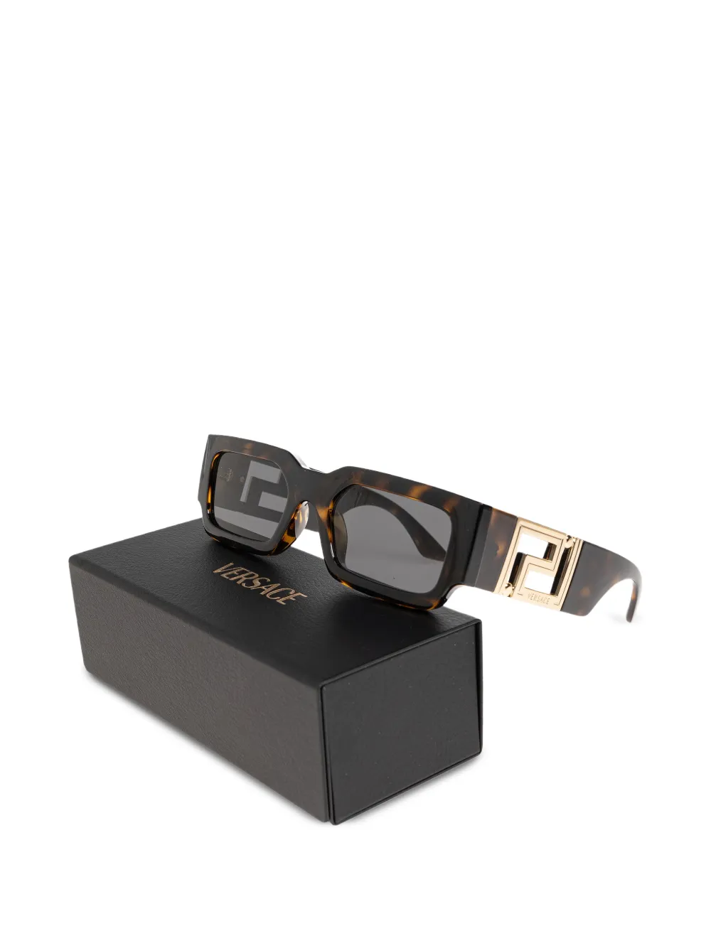 Versace Eyewear Greca zonnebril met rechthoek montuur Bruin