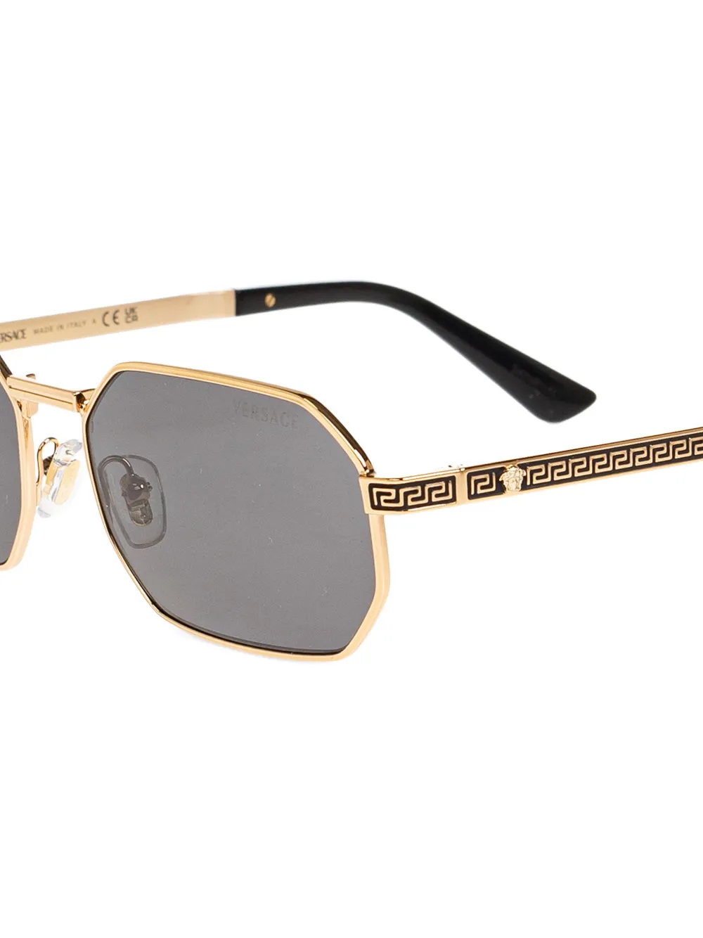 Versace Eyewear Zonnebril met geometrisch montuur en Greca detail Goud