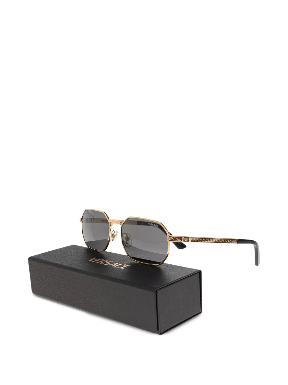 Versace Eyewear Zonnebril met geometrisch montuur en Greca detail Goud
